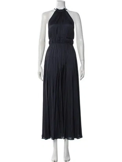 Pre-owned Maje Halterneck Long Dress In Blue