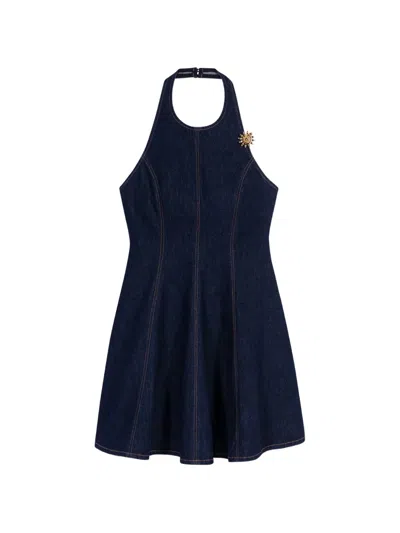 Maje Halterneck Mini Dress In Blue