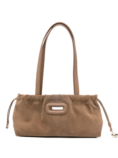 Maje Heart-charm Shoulder Bag In Brown