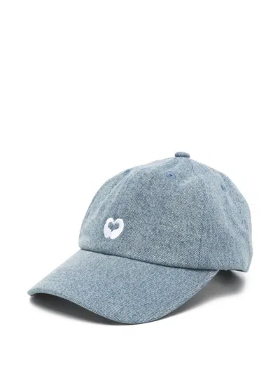 Maje Heart Cotton Cap In Blue
