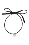 Maje Heart Necklace With Velvet Cord In Black