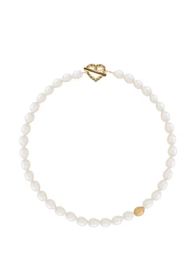 Maje Heart-charm Faux-pearl Necklace In White