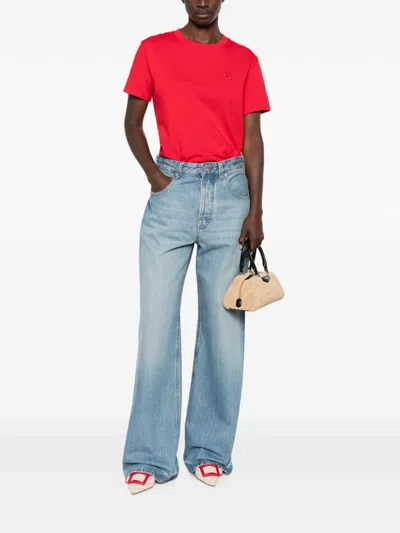 Maje Heart-embroidered T-shirt In Red