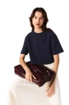 Maje Heavy Crepe Short Top In Blue