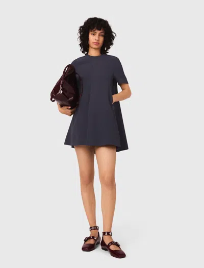 Maje Heavy Crepe Trapeze Dress In Blue