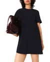Maje Heavy Crepe Trapeze Dress In Blue