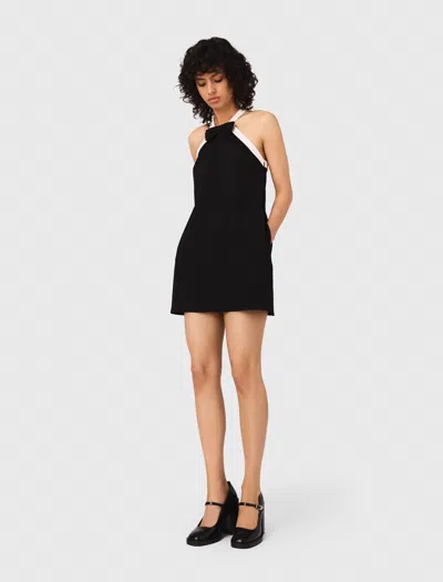Maje Heavy Crepe Tuxedo Dress In Multi