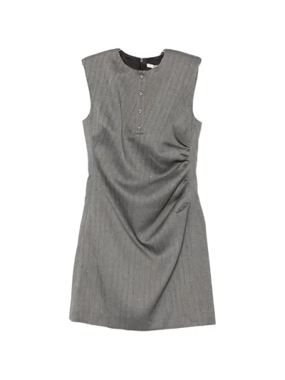 Maje Herringbone-pattern Sleeveless Mini Dress In Gray