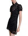 Maje Womens Black Sequin-embellished Crocheted Cotton Mini Dress