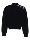 Maje High-neck Button-detail Sweater In Black