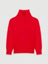 Maje High-neck Cashmere Jumper In Red