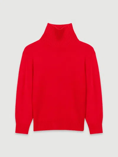 Maje High-neck Cashmere Jumper In Red