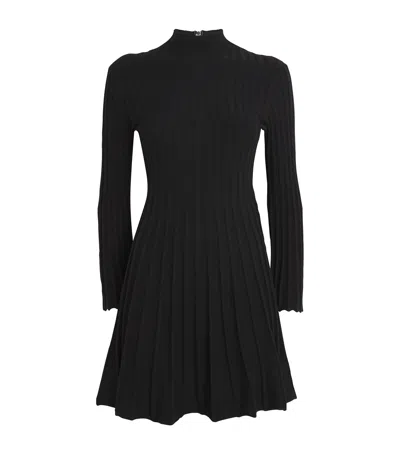 Maje High-neck Knitted Mini Dress In Black