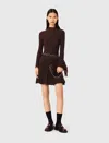 Maje High-neck Short Skater Dress In Brown