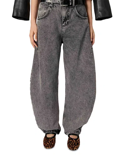 MAJE HIGH RISE BALLOON LEG JEANS IN GREY