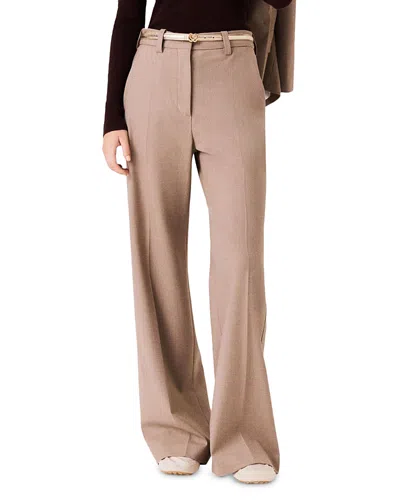 Maje High Rise Wide Leg Pants In Neutral