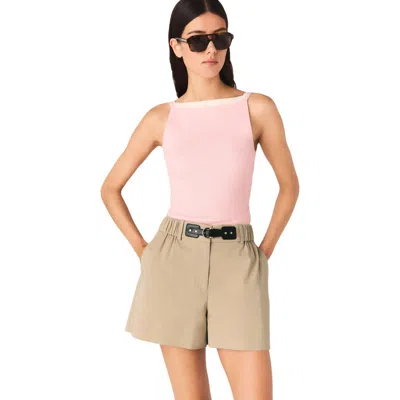 Maje High Straight-neck Top In Pink