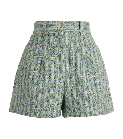 Maje High-waist Tweed Shorts In Green