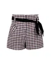 Maje High-waisted Belted Shorts In Multicolor Cotton In Multi