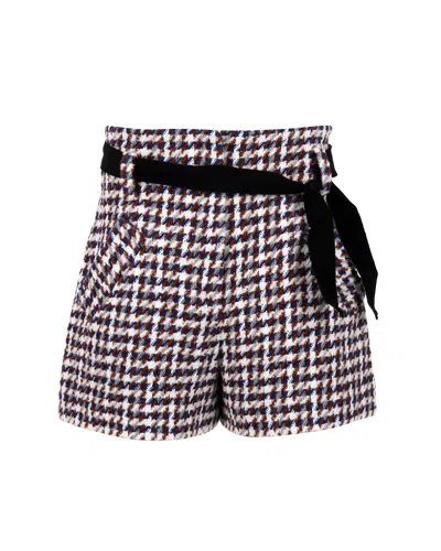 Maje High-waisted Belted Shorts In Multicolor Cotton