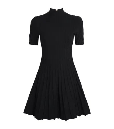 Maje High-neck Knit Mini Dress In Black