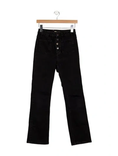 Pre-owned Maje High-rise Flared Jeans In Black