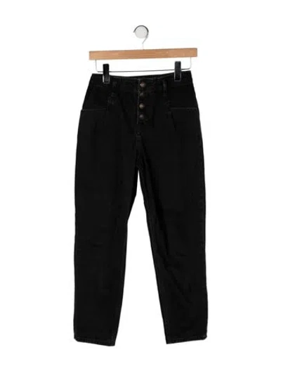 Pre-owned Maje High-rise Straight Leg Jeans In Black