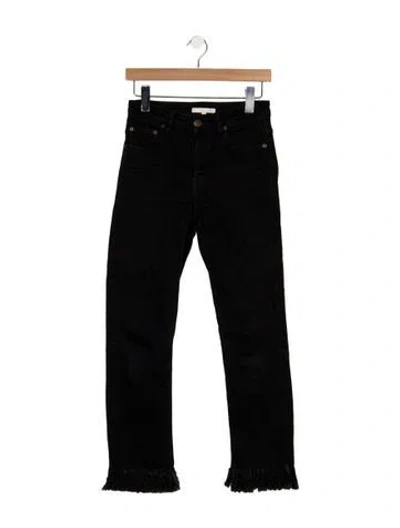 Pre-owned Maje High-rise Straight Leg Jeans In Black