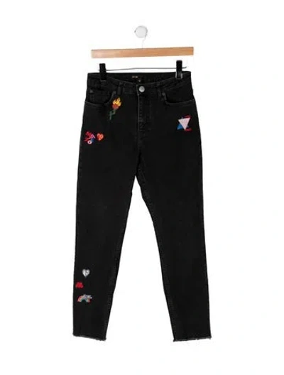 Pre-owned Maje High-rise Straight Leg Jeans In Black