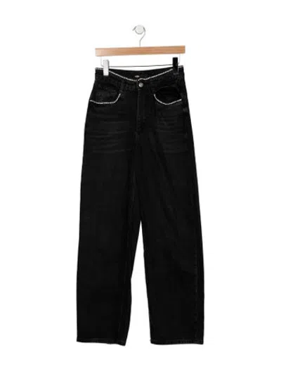 Pre-owned Maje High-rise Straight Leg Jeans In Black