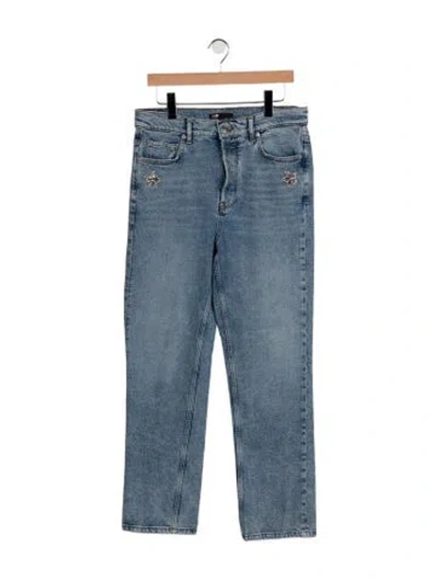 Pre-owned Maje High-rise Straight Leg Jeans In Blue