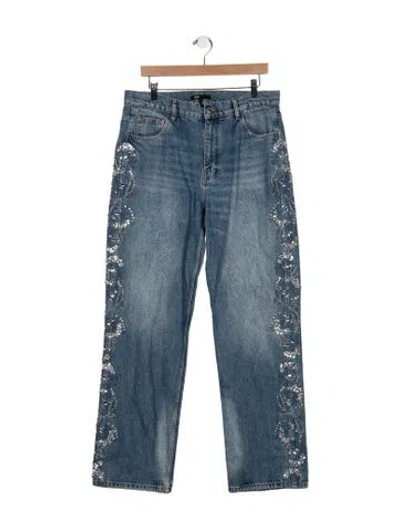 Pre-owned Maje High-rise Straight Leg Jeans In Blue