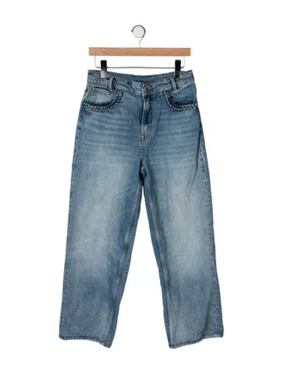 Pre-owned Maje High-rise Straight Leg Jeans In Blue