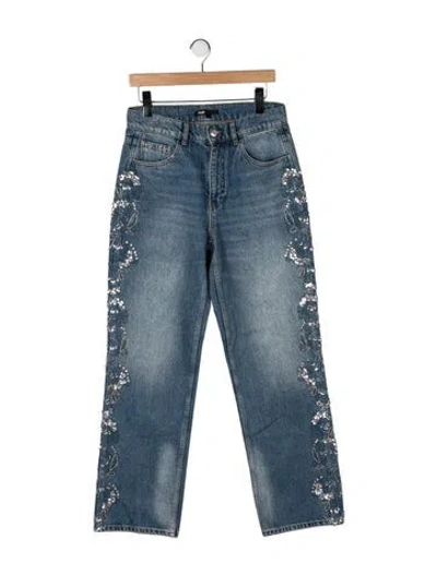 Pre-owned Maje High-rise Straight Leg Jeans In Blue