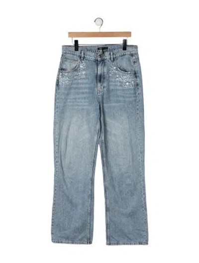 Pre-owned Maje High-rise Straight Leg Jeans In Blue