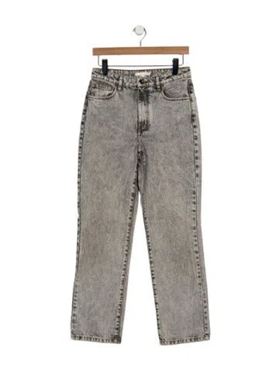 Pre-owned Maje High-rise Straight Leg Jeans In Gray