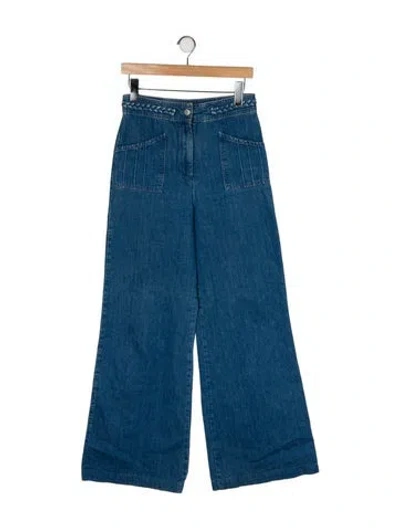 Pre-owned Maje High-rise Wide Leg Jeans In Blue