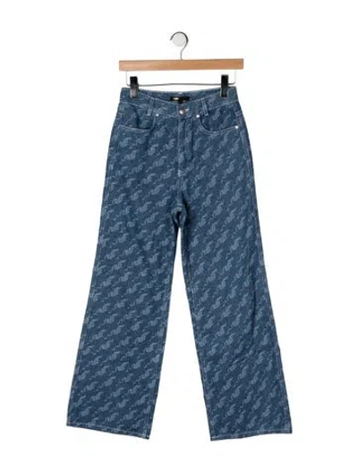 Pre-owned Maje High-rise Wide Leg Jeans In Blue