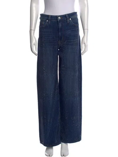Pre-owned Maje High-rise Wide Leg Jeans In Blue