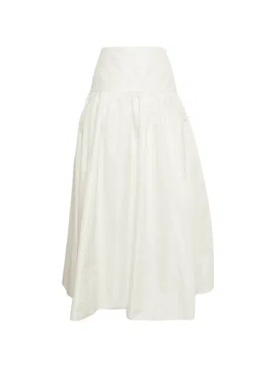 Pre-owned Maje High-waisted Midi Skirt In White
