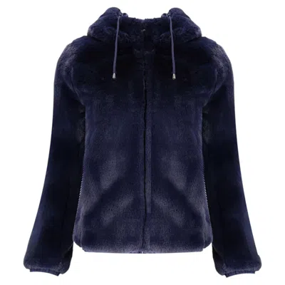 Pre-owned Maje Hooded Plush Faux Fur Jacket In Black