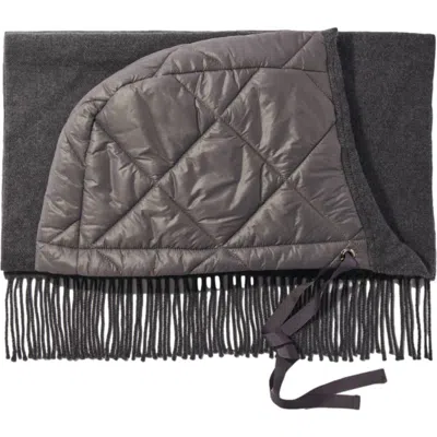 Maje Hooded Wool Poncho In Anthracite Grey
