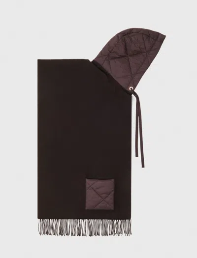 Maje Hooded Wool Scarf In Brown