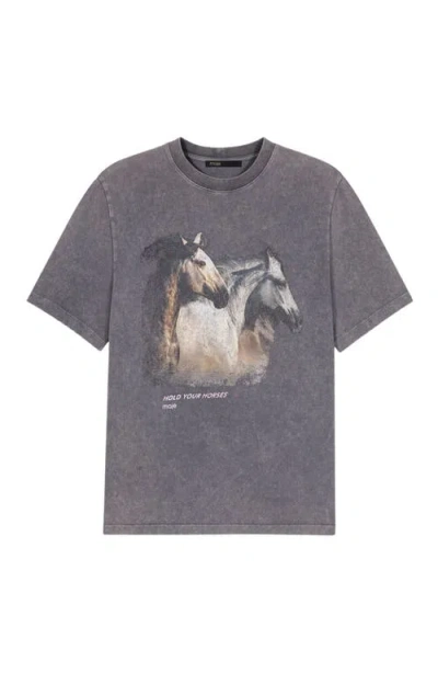 Maje Horse Print T-shirt In Gray