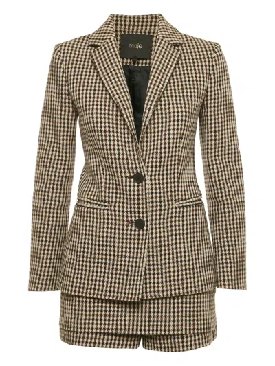 Pre-owned Maje Houndstooth Blazer And Skorts Suit In Neutral