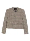 Maje Houndstooth Button-fastening Jacket In Brown