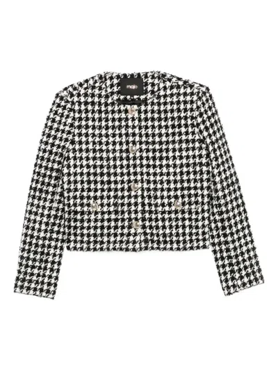 Maje Houndstooth-pattern Blazer In White
