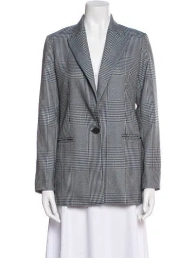 Pre-owned Maje Houndstooth Print Blazer In Blue