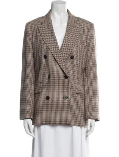 Pre-owned Maje Houndstooth Print Blazer In Brown