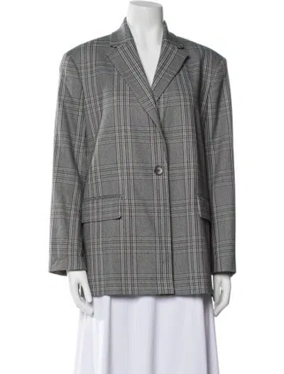 Pre-owned Maje Houndstooth Print Blazer In Gray